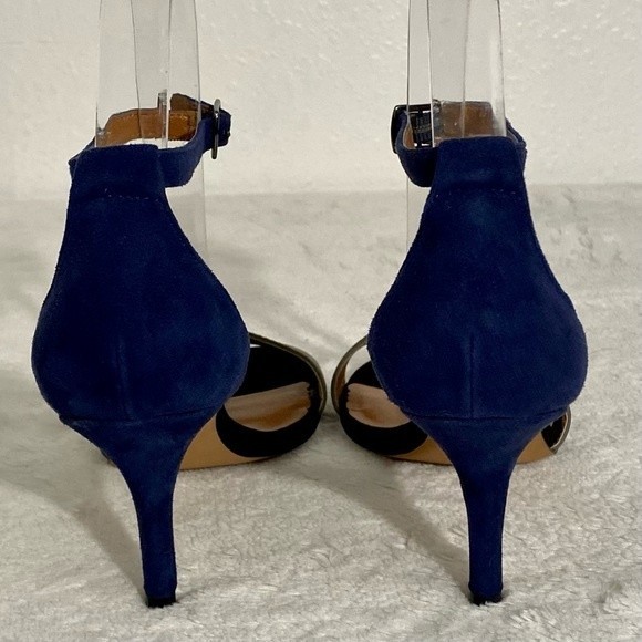 STEVEN Steve Madden Vienna Suede Heels Women's Size 7.5M Peep Toe Navy Blue Gray - Picture 5 of 10